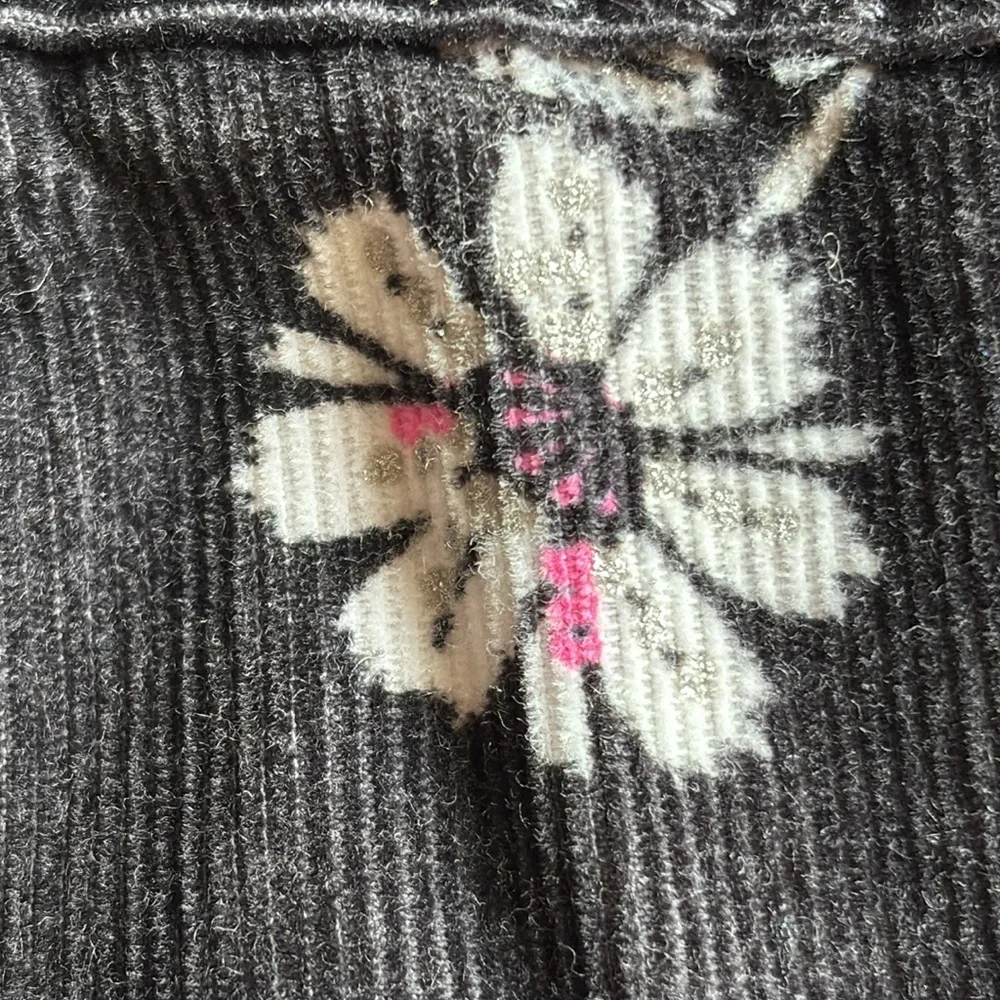 Osh Kosh vintage Overalls Girls 6 Monhs Black Corduroy With Daisy print
